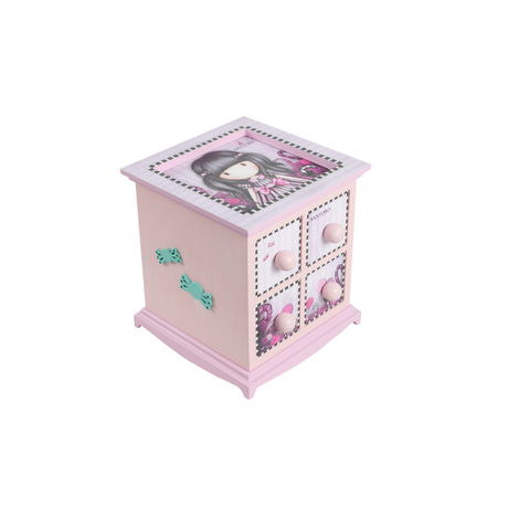 BEAUDORA Boîte à Bijoux Lapin Princesse Rangement Organisateur en Bois Armoire Coffre Filles Cadeau 4 Tiroirs Rose