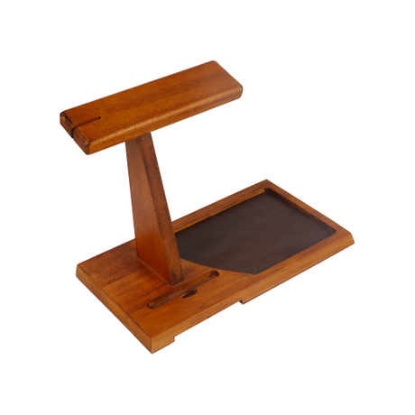 Support de téléphone portable en bois en bois de caoutchouc Support de téléphone portable laqué de bureau à 2 niveaux
