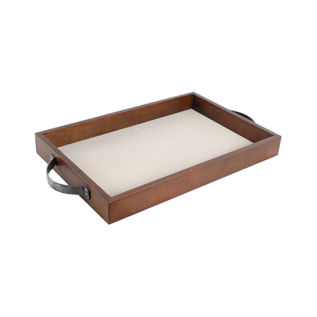 Plateau ottoman pour salon - Plateau de service en bois rustique avec poignées en métal - Plateaux de table basse légers et ensemble de sous-verres ronds - Décor de bar de ferme en bois rectangulaire