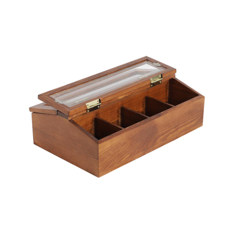 Boîte à thé, organisateur de stockage de boîte à thé en bois avec séparateurs et fenêtre en verre, support de boîte à thé 8 compartiments pour sachet de thé