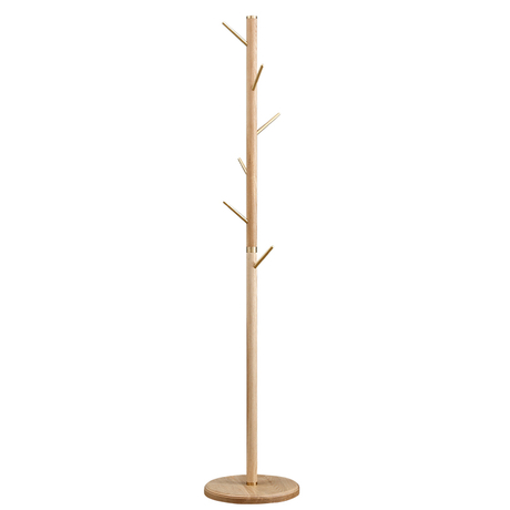 Porte-Manteau Support en Bois Massif, Convient pour L'entrée De Bureau, Le Couloir, La Chambre, Les Vêtements De Rangement, Le Chapeau, Le Sac, La Base À 3 Pieds, Les Crochets, La Hauteur Réglable,Naturel