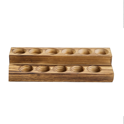 MyGift Lot de 2 présentoirs à 11 bouteilles d'huiles essentielles en bois brûlé rustique à 2 niveaux