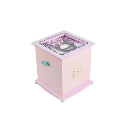 BEAUDORA Boîte à Bijoux Lapin Princesse Rangement Organisateur en Bois Armoire Coffre Filles Cadeau 4 Tiroirs Rose