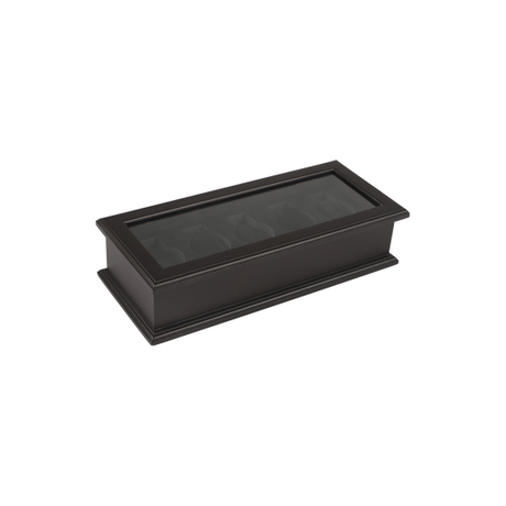 Organisateur de vitrine de boîte de montre pour cadeau, stockage d'organisateur de montres en cuir PU avec couvercle en verre cristal - Noir